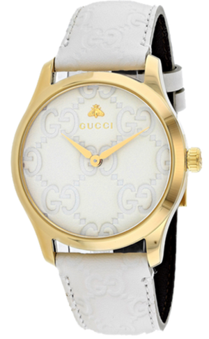 Gucci G Timeless Quartz White Dial White Leather Strap Watch For Women - YA1264033A Buy Now By Gucci