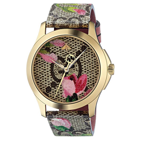 Gucci G Timeless Floral Brown Dial Brown Leather Strap Watch For Women - YA1264038 Buy Now By Gucci