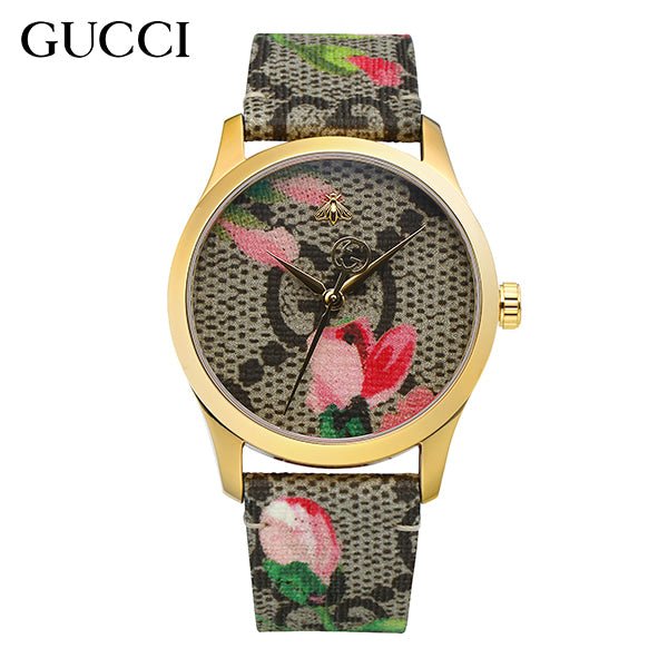 Gucci G Timeless Floral Brown Dial Brown Leather Strap Watch For Women - YA1264038 Buy Now By Gucci