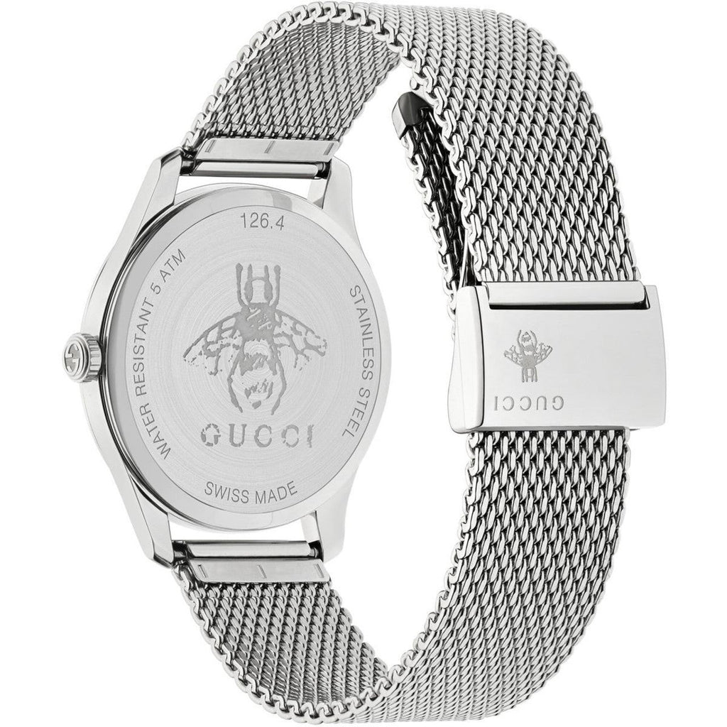 Gucci G-Timeless Mother of Pearl Dial Silver Mesh Bracelet Watch For Women - YA126583 Buy Now By Gucci
