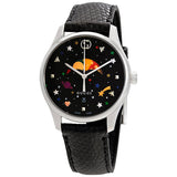 Gucci G-Timeless Moonphase Black Dial Black Leather Strap Watch For Men - YA1264045 Buy Now By Gucci