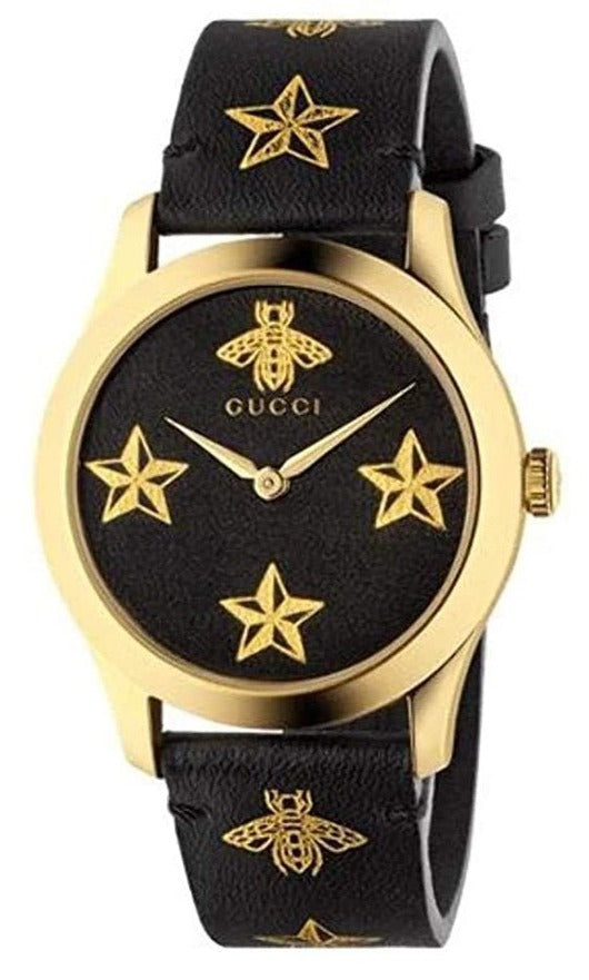Gucci G-Timeless Black Dial Black Leather Strap Watch For Women - YA1264055 Buy Now By Gucci
