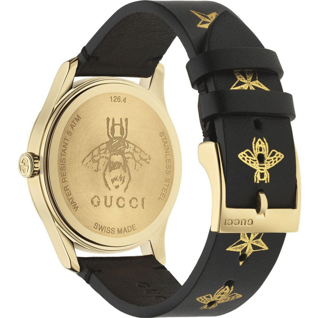 Gucci G Timeless Bee Motif Black Dial Black Leather Strap Watch For Women - YA1264055 Buy Now By Gucci
