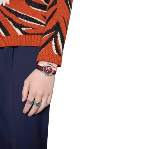 Gucci G Timeless Quartz White Red Blue Dial Multicolored NATO Strap Watch For Men - YA1264059 Buy Now By Gucci