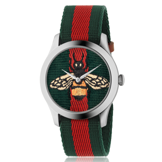 Gucci Le Marche des Merveilles Red & Green Dial Red & Green Nylon Strap Unisex Watch - YA1264060 Buy Now By Gucci