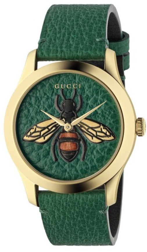 Gucci G Timeless Bee Green Dial Green Leather Strap Watch For Women - YA1264065 Buy Now By Gucci
