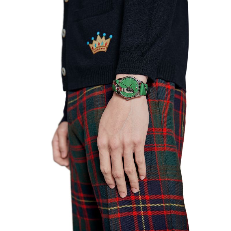 Gucci G Timeless Le Marche Des Merveilles Green Dial Green Leather Strap Watch for Women - YA1264081 Buy Now By Gucci