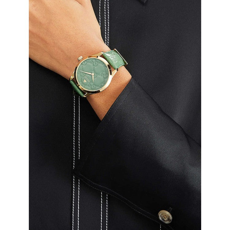 Gucci G Timeless Quartz Green Dial Green Leather Strap Watch For Women - YA1264099 Buy Now By Gucci