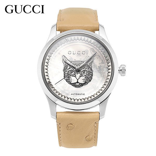 Gucci G Timeless Automatic Mother of Pearl Dial Brown Leather Strap Watch For Women - YA1264112 Buy Now By Gucci