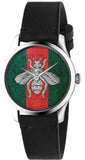 Gucci G Timeless Quartz Green & Red Dial Black Leather Strap Watch For Men - YA1264149 Buy Now By Gucci