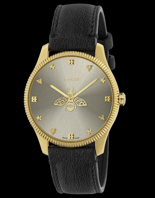 Gucci G Timeless Quartz Silver Dial Black Leather Strap Watch For Women - YA1264181 Buy Now By Gucci
