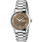 Gucci G Timeless Brown Dial Silver Steel Strap Watch For Men - YA126445 Buy Now By Gucci