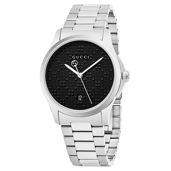 Gucci G Timeless Black Dial Silver Steel Strap Watch For Men - YA126460 Buy Now By Gucci