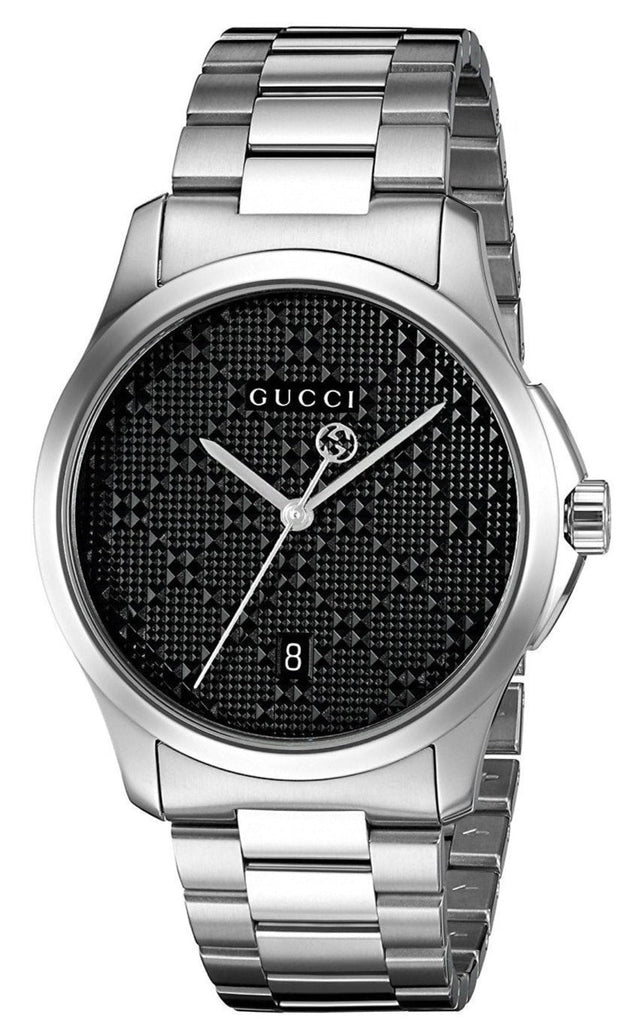 Gucci G Timeless Black Dial Silver Steel Strap Watch For Men - YA126460 Buy Now By Gucci