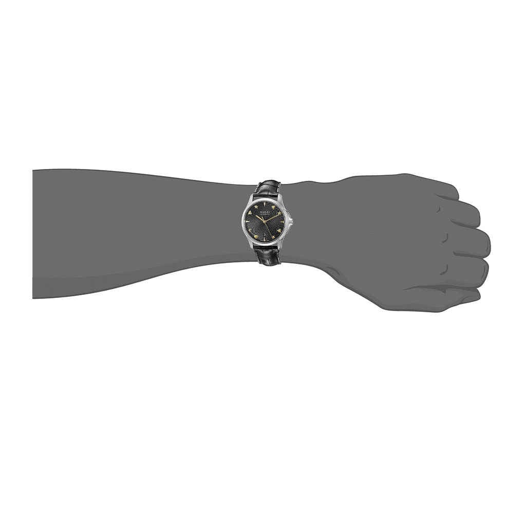Gucci G Timeless Automatic Black Dial Black Leather Strap Watch For Women - YA126469 Buy Now By Gucci