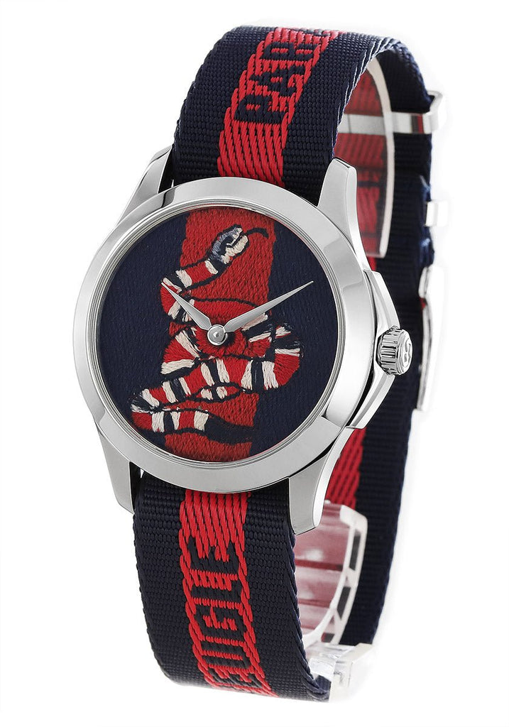 Gucci Le Marche Des Merveilles Blue Red Dial Blue Red Nylon Strap Unisex Watch - YA126493 Buy Now By Gucci