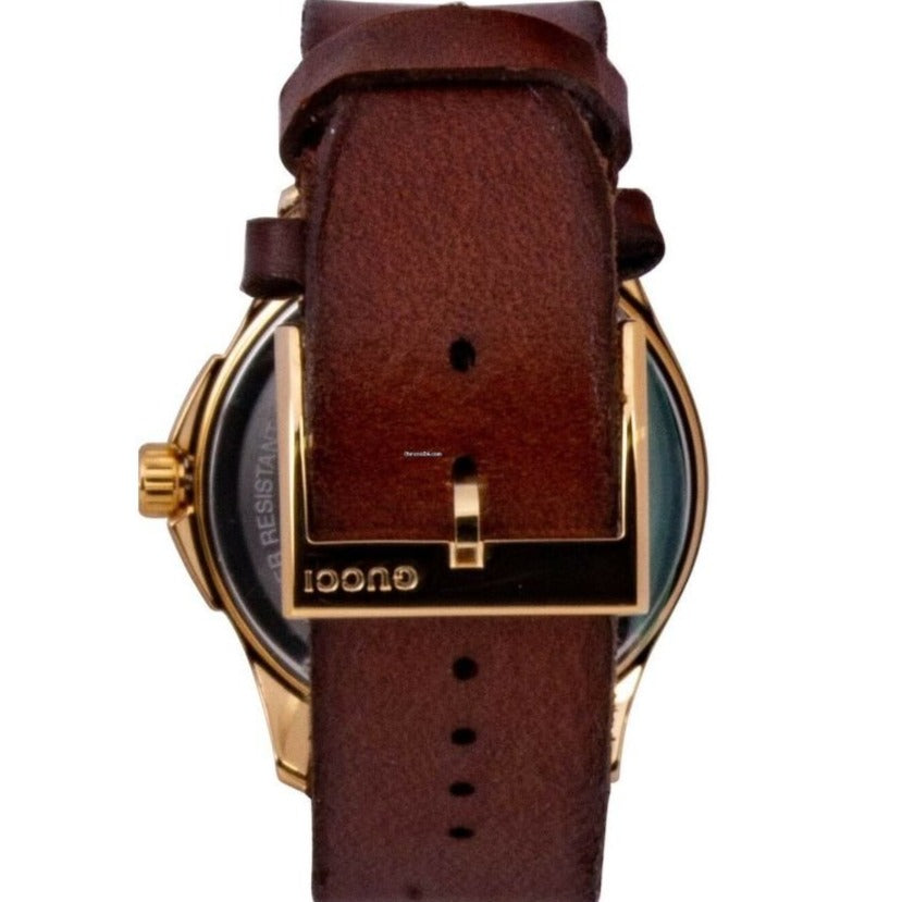 Gucci Le Marche Des Merveilles Red & Green Dial Brown Leather Strap Unisex Watch - YA126497 Buy Now By Gucci