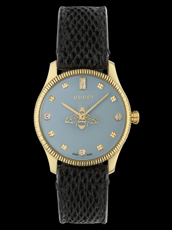 Gucci G Timeless Quartz Blue Dial Black Leather Strap Watch For Men - YA1265018 Buy Now By Gucci