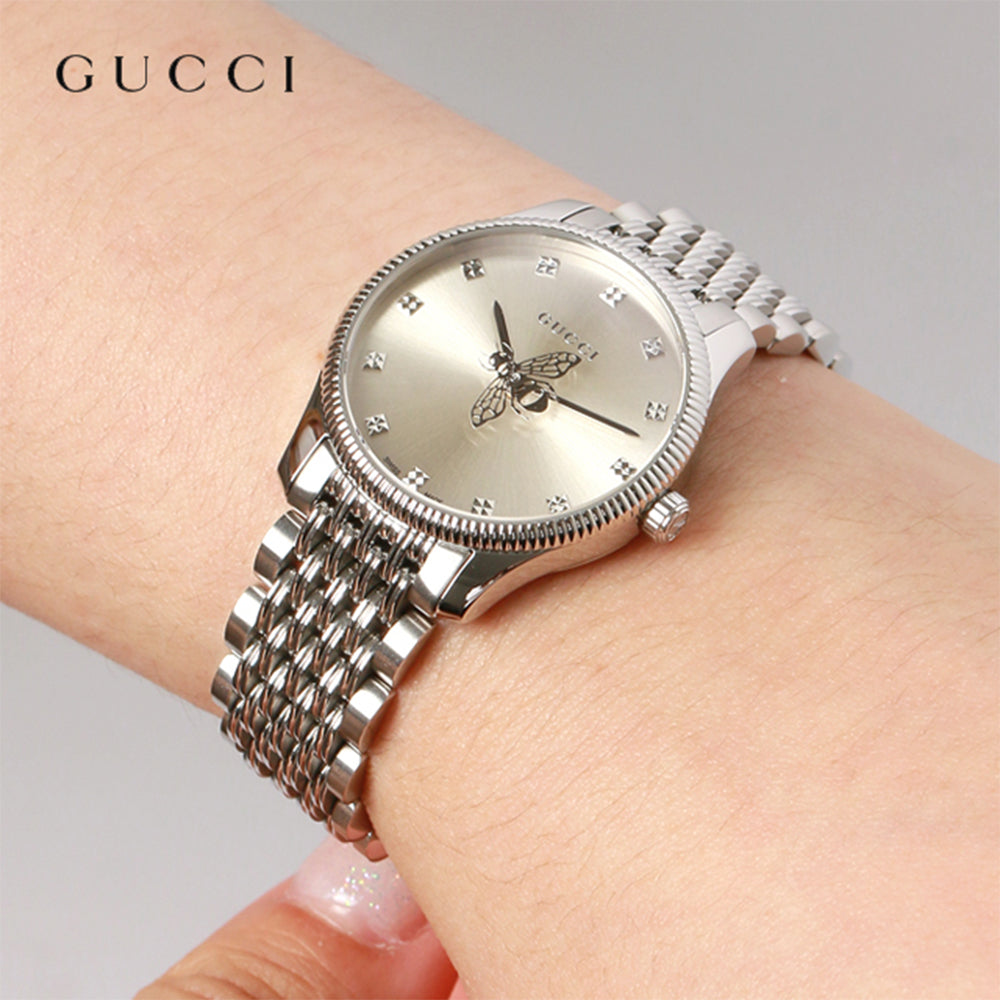 Gucci G Timeless Quartz Silver Dial Silver Steel Strap Watch For Women - YA1265019 Buy Now By Gucci