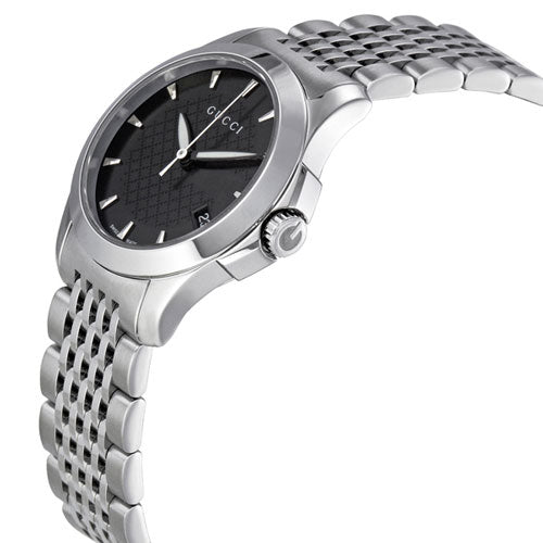 Gucci G Timeless Black Dial Silver Steel Strap Watch For Women - YA126502 Buy Now By Gucci