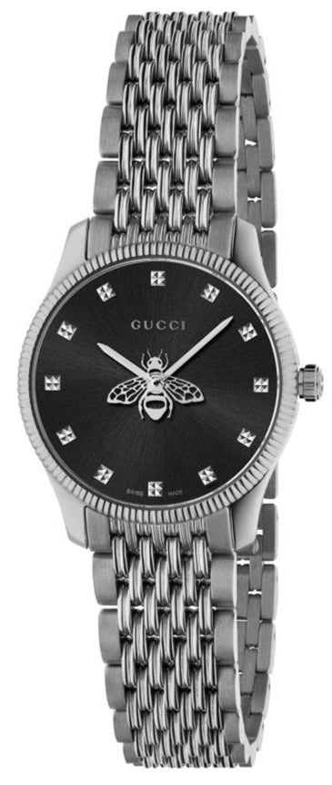 Gucci G Timeless Quartz Black Dial Silver Steel Strap Watch For Women - YA1265020 Buy Now By Gucci