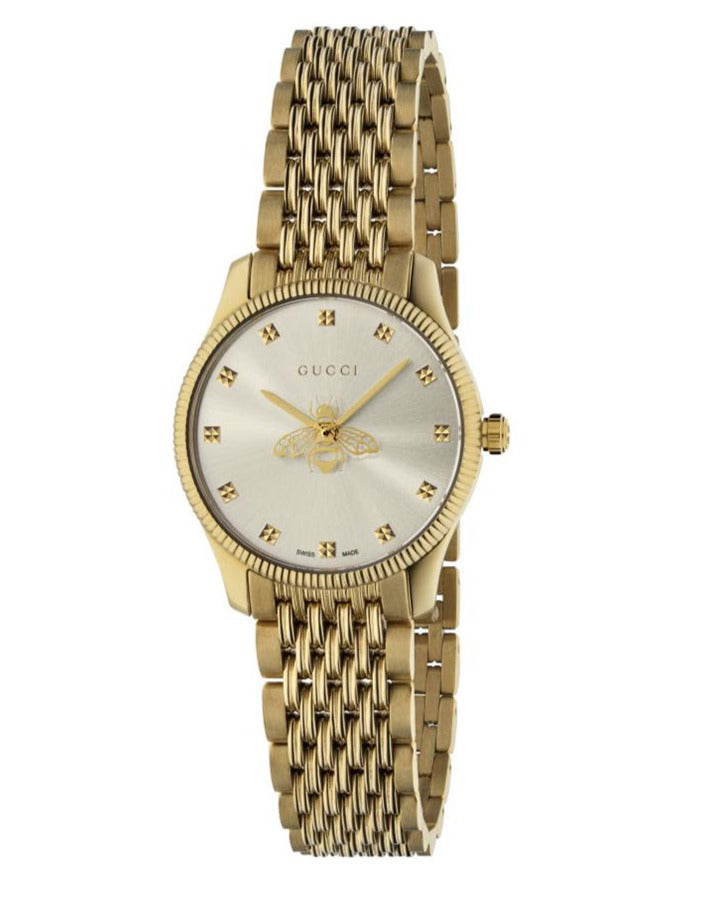 Gucci G Timeless Quartz Mother of Pearl Dial Gold Steel Strap Watch For Women - YA1265021 Buy Now By Gucci