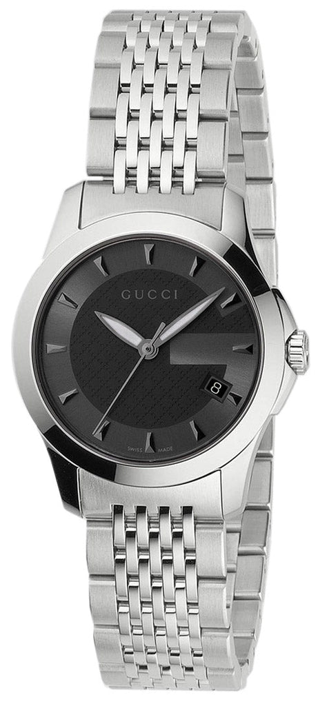 Gucci G Timeless Black Dial Silver Steel Strap Watch For Women - YA126502 Buy Now By Gucci