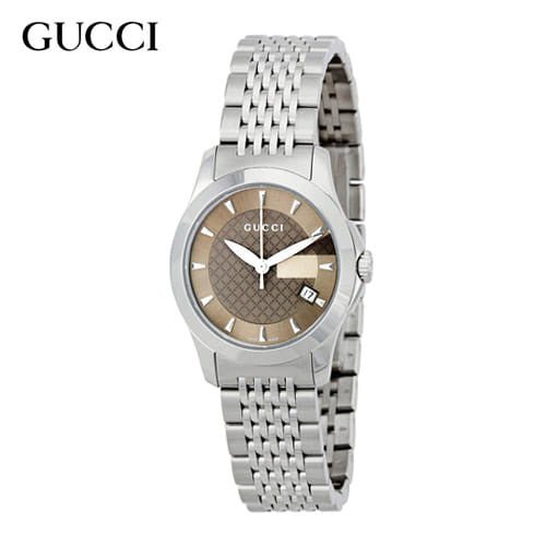 Gucci G Timeless Brown Dial Silver Steel Strap Watch For Women - YA126503 Buy Now By Gucci