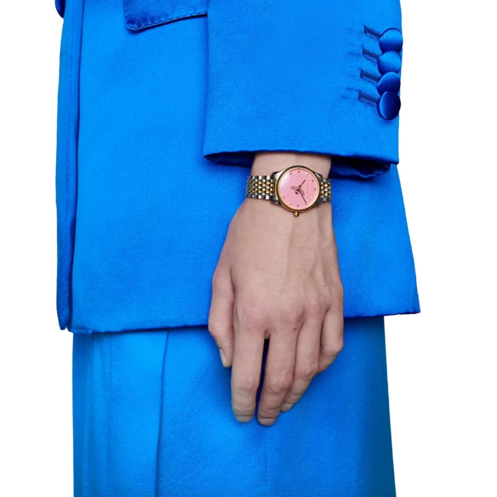 Gucci G Timeless Quartz Pink Dial Two Tone Steel Strap Watch For Women - YA1265030 Buy Now By Gucci