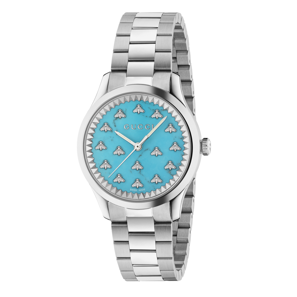 Gucci G Timeless Quartz Turquoise Dial Silver Steel Strap Unisex Watch - YA1265044 Buy Now By Gucci