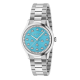 Gucci G Timeless Quartz Turquoise Dial Silver Steel Strap Unisex Watch - YA1265044 Buy Now By Gucci