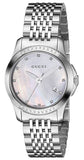 Gucci G Timeless Diamonds Mother of Pearl Dial Silver Steel Strap Watch For Women - YA126510 Buy Now By Gucci