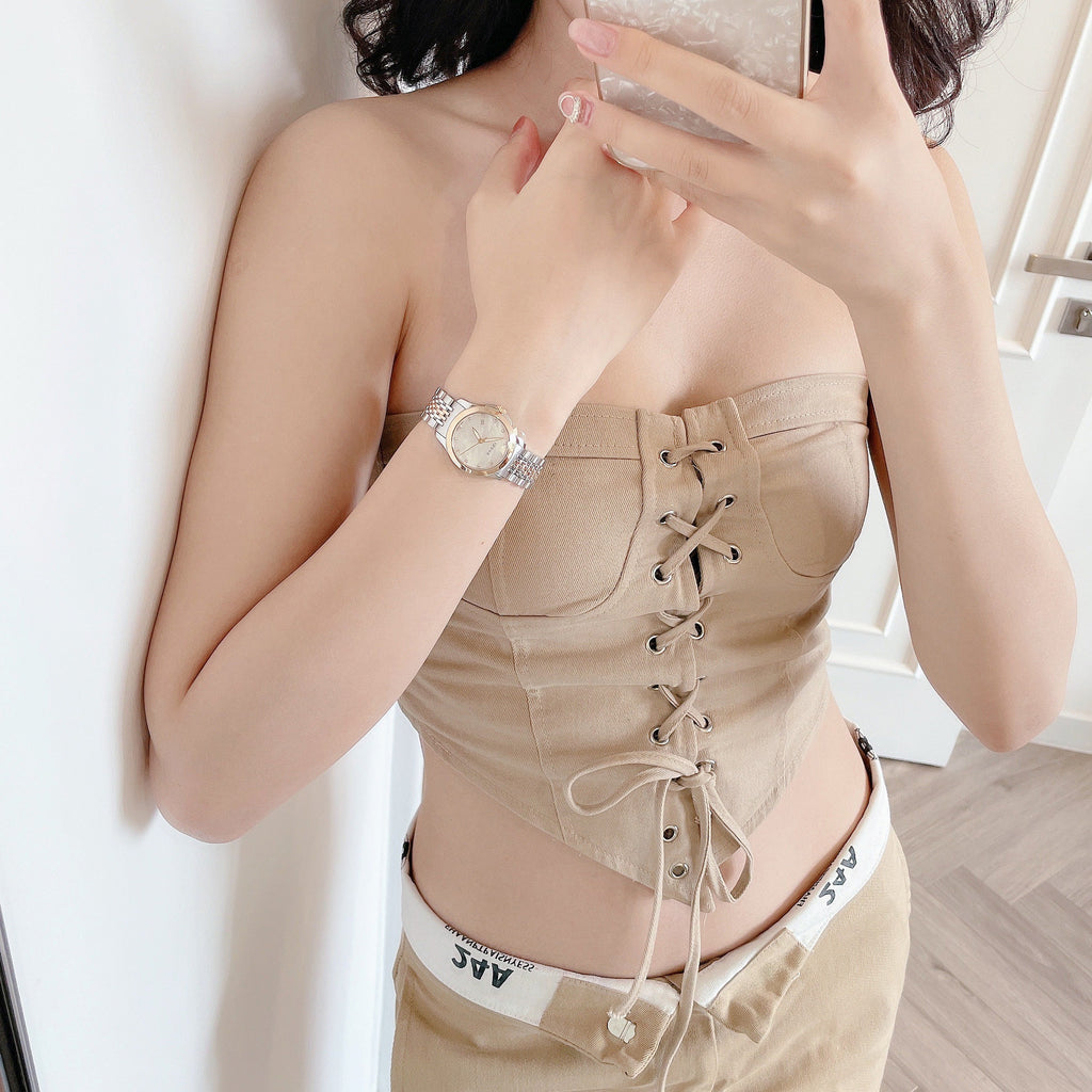 Gucci G Timeless Diamonds Mother of Pearl Dial Two Tone Mesh Bracelet Watch For Women - YA126514 Buy Now By Gucci