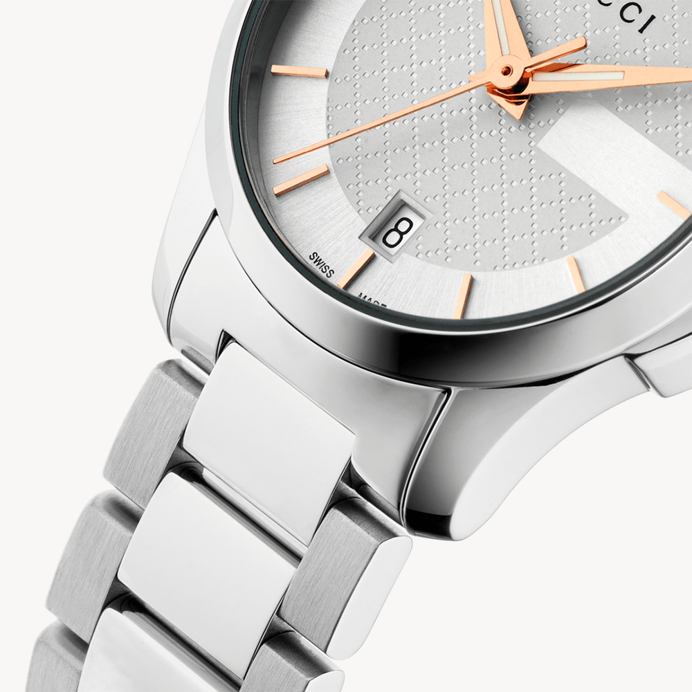 Gucci G Timeless Silver Dial Silver Steel Strap Watch For Women - YA126523 Buy Now By Gucci