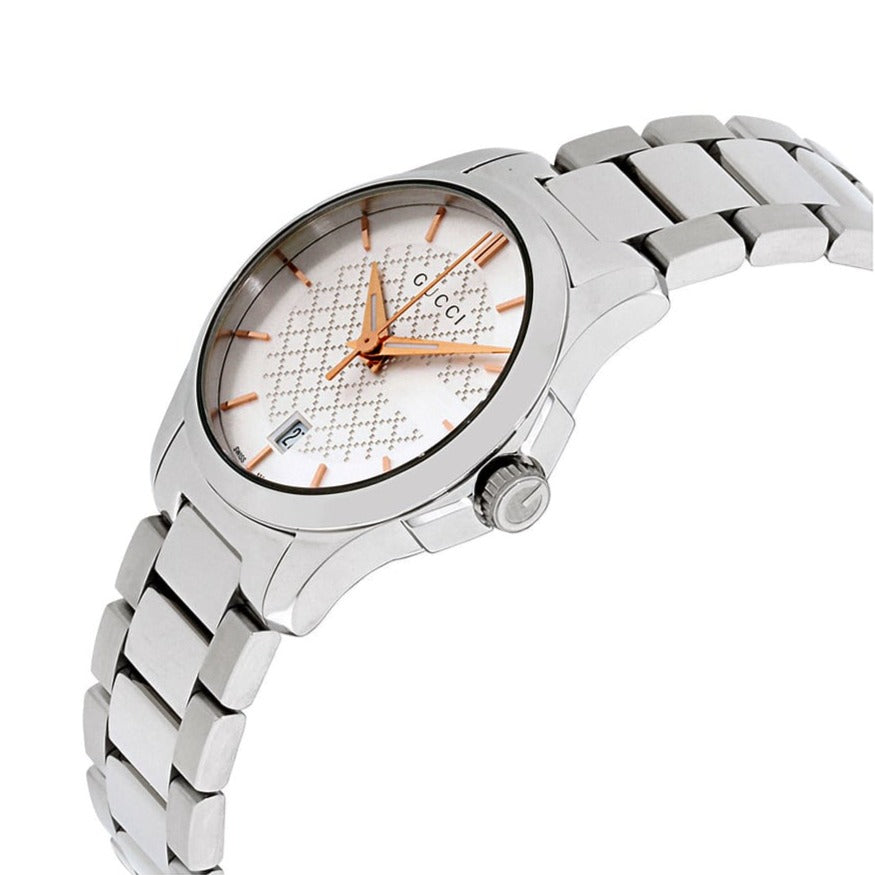 Gucci G Timeless Silver Dial Silver Steel Strap Watch For Women - YA126523 Buy Now By Gucci