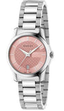 Gucci G Timeless Pink Dial Silver Steel Strap Watch For Women - YA126524 Buy Now By Gucci