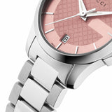 Gucci G Timeless Pink Dial Silver Steel Strap Watch For Women - YA126524 Buy Now By Gucci
