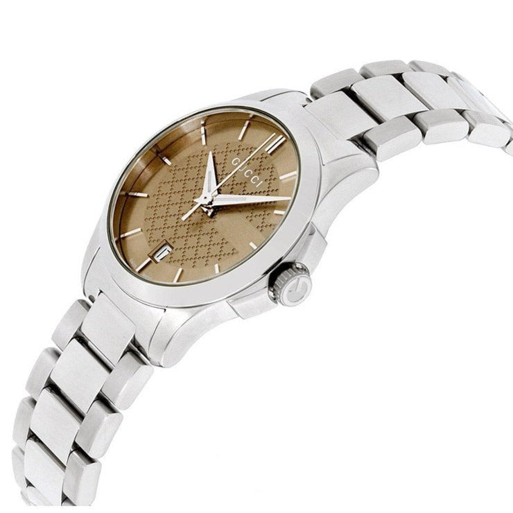 Gucci G Timeless Brown Dial Silver Steel Strap Watch For Women - YA126526 Buy Now By Gucci