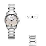 Gucci G Timeless Diamonds Mother of Pearl Dial Silver Steel Strap Watch For Women - YA126542 Buy Now By Gucci