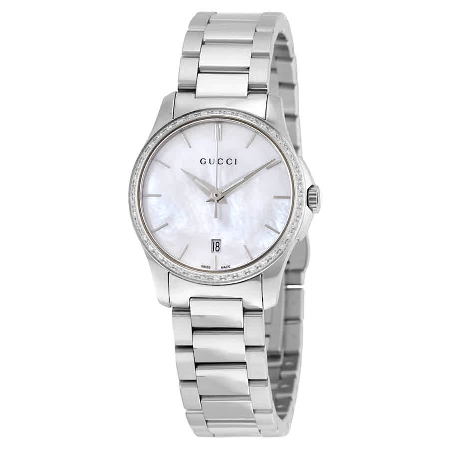 Gucci G Timeless Mother of Pearl Dial Silver Steel Strap Watch For Women - YA126543 Buy Now By Gucci