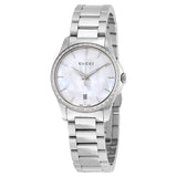 Gucci G Timeless Mother of Pearl Dial Silver Steel Strap Watch For Women - YA126543 Buy Now By Gucci