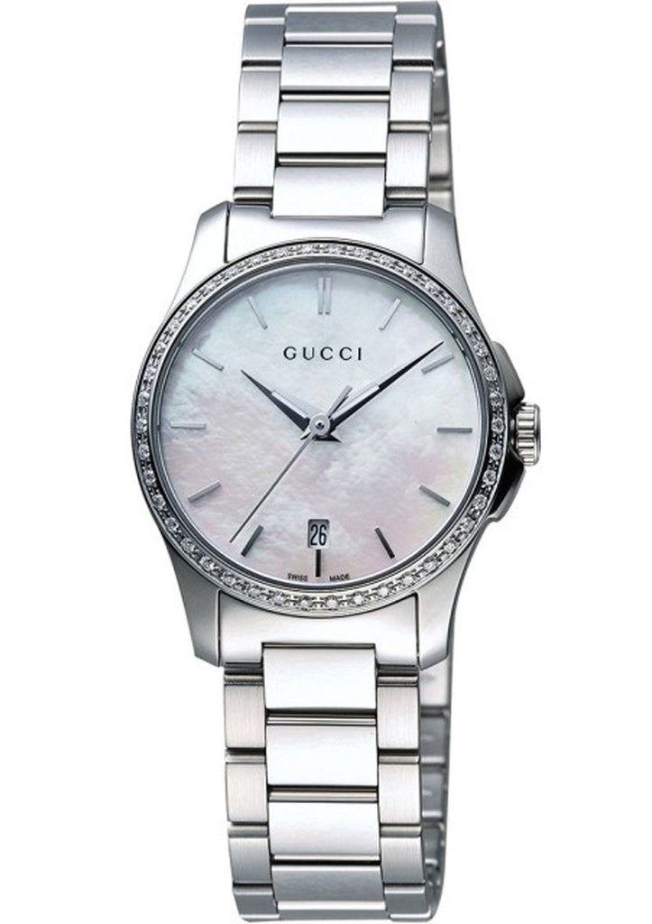 Gucci G Timeless Mother of Pearl Dial Silver Steel Strap Watch For Women - YA126543 Buy Now By Gucci