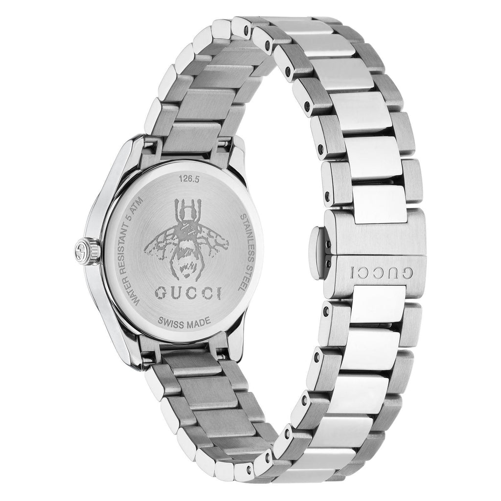 Gucci G Timeless White Dial Silver Steel Strap Watch For Women - YA126572A Buy Now By Gucci