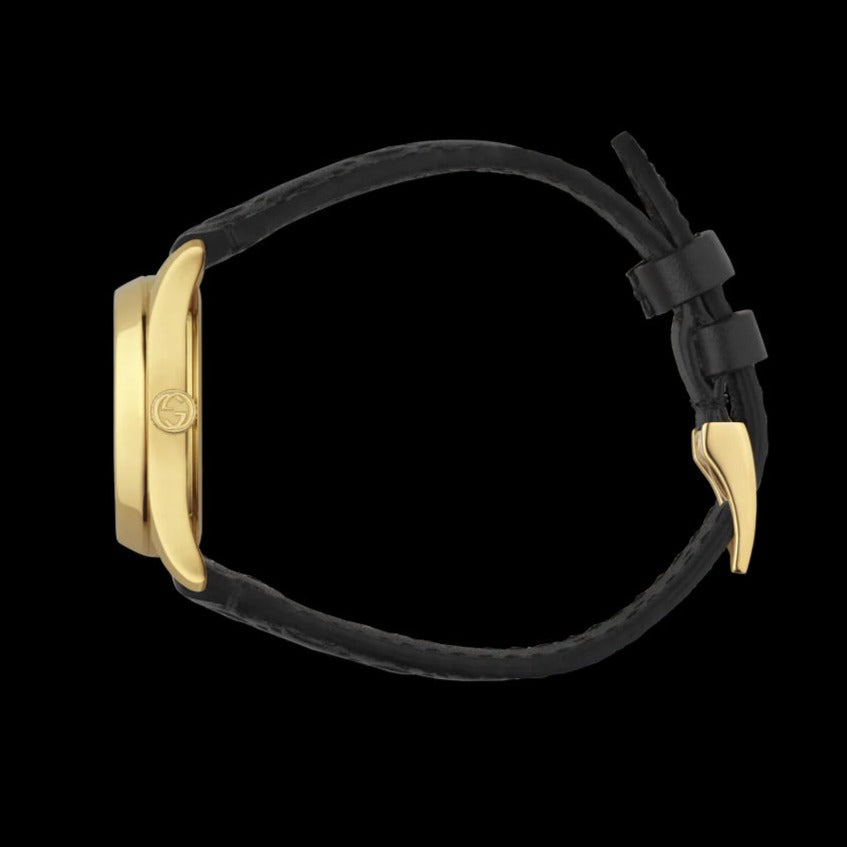 Gucci G Timeless Quartz Black Dial Black Leather Strap Watch For Women - YA126581A Buy Now By Gucci