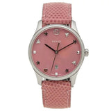 Gucci G-Timeless Pink Mother of Pearl Dial Pink Leather Strap Watch For Women - YA126586 Buy Now By Gucci