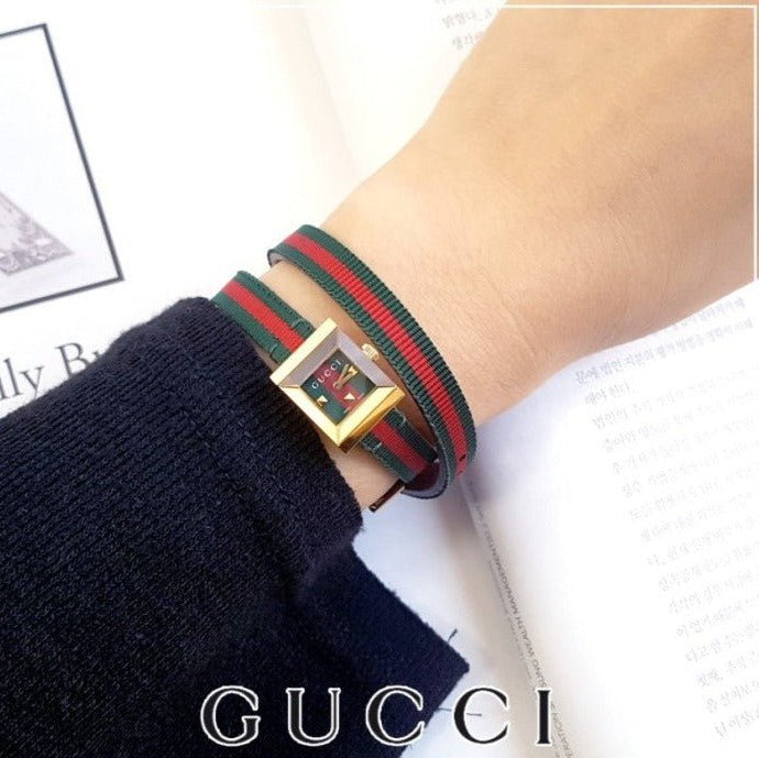 Gucci G-Frame Multicolored Dial Two Tone Nylon Strap Watch For Women - YA128527 Buy Now By Gucci