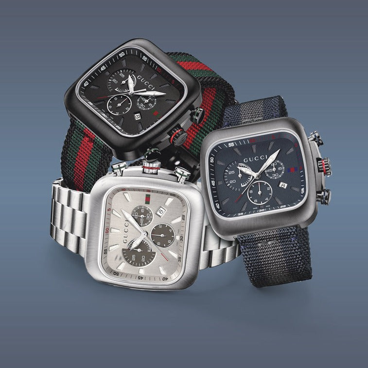 Gucci Coupe Chronograph Quartz Black Two Tone NATO Strap Watch For Men - YA131202 Buy Now By Gucci