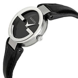 Gucci G Interlocking Black Dial Black Leather Strap Watch For Women - YA133501 Buy Now By Gucci