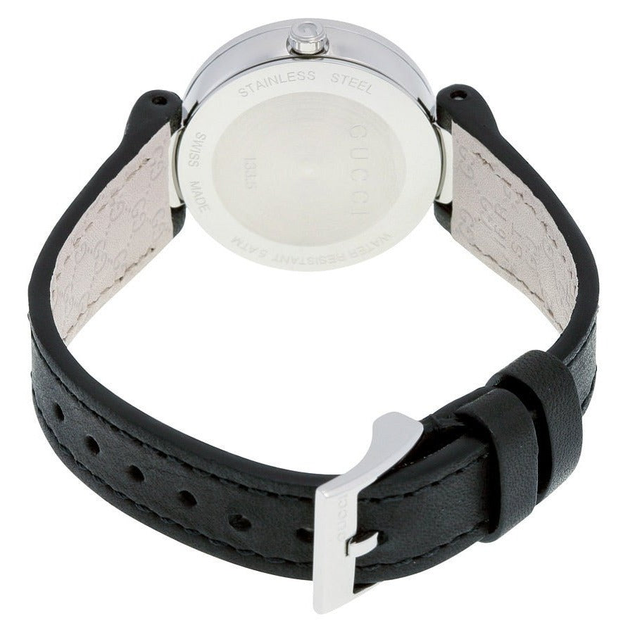 Gucci G Interlocking Black Dial Black Leather Strap Watch For Women - YA133501 Buy Now By Gucci