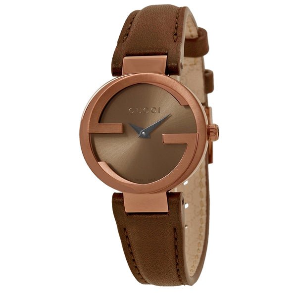 Gucci G Interlocking Brown Dial Brown Leather Strap Watch For Women - YA133504 Buy Now By Gucci